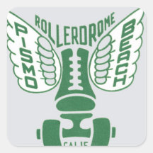 Pismo Beach California Rollerskate Design Stickers