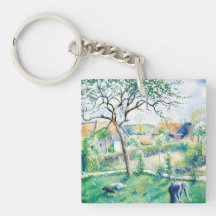 Pissarro Art Work Landscape Square Acrylic Keychain