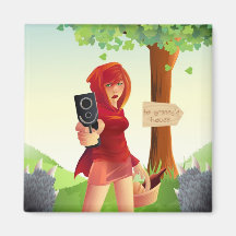 Pistol Packing Riding Hood Fridge Magnet