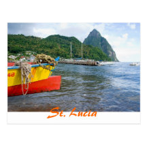 Pitons, Soufriere St Lucia Postcard