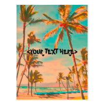 PixDezine Vintage Hawaiian Beach Scene Postcard