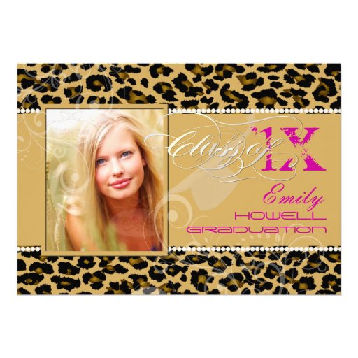 PixDezines 2012 Grads, cheetah print/diy colours Personalised Invites