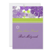 PixDezines Alegre retro floral, Bat Mitzvah Personalized Invitations