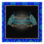 PixDezines aqua peacocks+vendome damask/DIY colour invitations