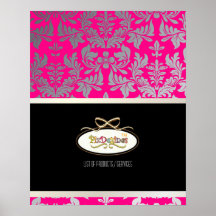 PixDezines Baroque Damask, Hot Pink Poster