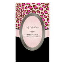 PixDezines Black, White, Pink Leopard spots Business Card Template