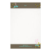 PixDezines Blue Love Birds Customized Stationery