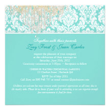PixDezines blue moiré damask/diy colour Personalised Invitation