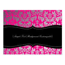PixDezines Boroque Damask/Silver+Hot Pink Post Card