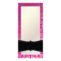 PixDezines Boroque Damask/Silver+Hot Pink Customized Rack Card