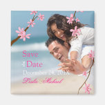 PixDezines Cherry Blossom, save the date photo Fridge Magnet