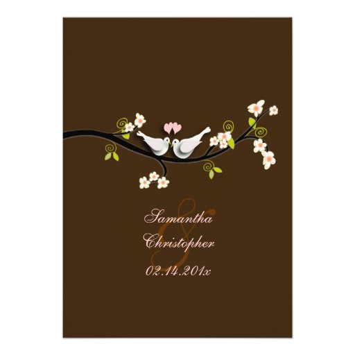 PixDezines doves/love birds/diy background colour! Personalized Invitation