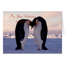 PixDezines Kissing Emperor Penguin Valentine's Greeting Card