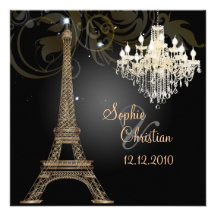 PixDezines La Tour Eiffel+Chandelier+Swirls Custom Invitations