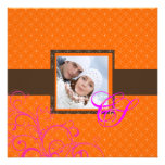PixDezines Mandarin Orange + Hot PInk/Flourish Personalised Invites