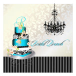 PixDezines monogram bridal brunch, teal blue cake Invite