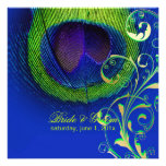 PixDezines Peacock Eye/cobalt+filigree swirls invitations