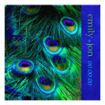 PixDezines Peacock Feather/cobalt invitations