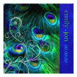 PixDezines Peacock Feather/cobalt+swirl invitations