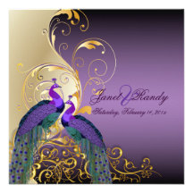 PixDezines Peacock, filigree+swirls/purple/DIY Custom Invites