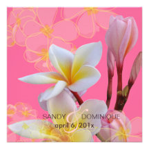 PixDezines Pink Plumeria Wedding Invitations