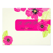 PixDezines Pink Poppies RSVP cards Personalized Invitation