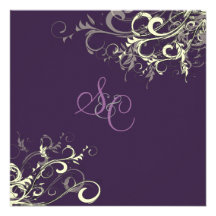 PixDezines plum+cream swirls Custom Invitations