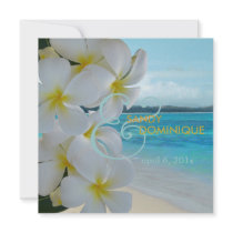 PixDezines Plumeria Lei /beach/tropical wedding Personalised Announcements