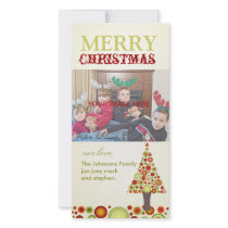 PixDezines Retro Christmas Ornaments Tree Photo Card