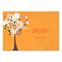PixDezines Retro Tree/ autumn / fall wedding Personalised Announcements
