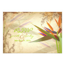 PixDezines rsvp Bird of Paradise/vintage backgroun Custom Invitation