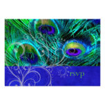 PixDezines rsvp Cobalt Peacock+Swirls invitations