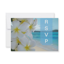 PixDezines rsvp Plumeria Lei /beach Invitation