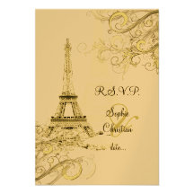 PixDezines rsvp Vintage Eiffel Tower + swirls Custom Announcement