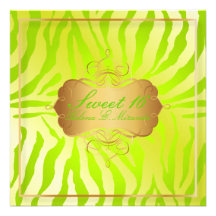 PixDezines Sweet 16/Zebra Stripes Custom Invitations