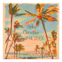 PixDezines Vintage Beach Scence/Aloha/Luau Invite