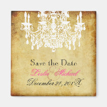 PixDezines Vintage Chandelier/ Save the Date Refrigerator Magnets