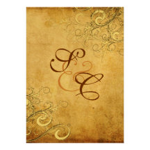 PixDezines Vintage Cream Swirls/faux parchment Personalized Announcement