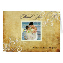 PixDezines Vintage Cream Swirls+Photo (optional) Greeting Card