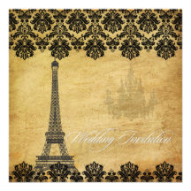 PixDezines Vintage+Eiffel Tower+Chandelier Personalized Invites