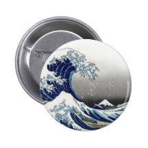 PixDezines Vintage, Great Wave, Hokusai 葛飾北斎の神奈川沖浪 Pin