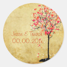 PixDezines vintage maple tree/pink Round Stickers