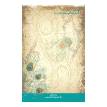 PixDezines vintage peacock, SEO/DIY colour Personalized Stationery