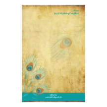 PixDezines vintage peacock, SEO/DIY colour Personalised Stationery