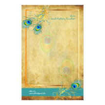 PixDezines vintage pzazz peacock, SEO/DIY colour Personalized Stationery