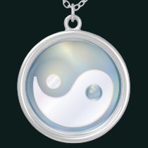 PixDezines Yin Yang, Silver Blue necklaces