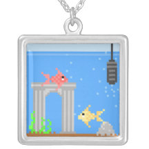 Pixel Art aquarium necklace Colgante Personalizado