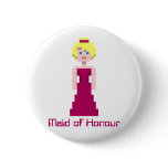 Pixel Bridesmaid - Maroon Custom buttons