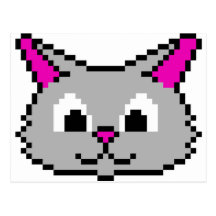 Pixel Cat Head Post Card