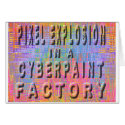 Pixel explosion in a cyberpaint factory cards